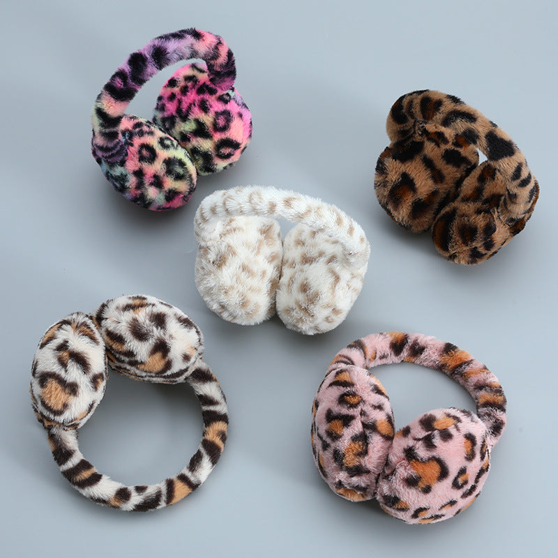 Wholesale Earmuffs Leopard Print Men and Women Winter Warm Windproof Antifreeze Memory Headband Simple Plush Ear Bag